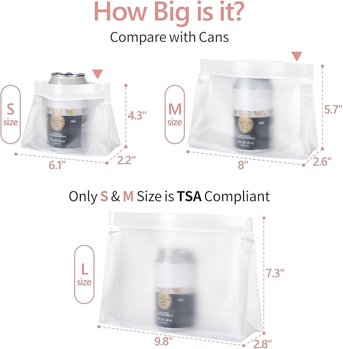 PACKISM Leak Proof Clear Toiletry Bag - Sealed TSA Approved Toiletry Bag with Reinforced Seams, Reusable and Easy to Clean, Clear Travel Bags for Toiletries, Food-grade PEVA, 1L+1M+1S, White