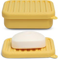 Superior Leak-Proof Silicone Travel Soap Case with Drainage Lid/Layer, Compact Bar Soap Container, Durable Soap Holder for Camping, Gym, and Travel Size Toiletries (Butter-Yellow)