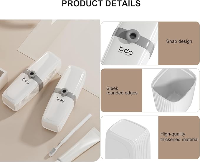 Toothbrush Travel Case Portable Clear Grey Toothbrush Holders with Cover, Leakproof Toothbrush & Toothpaste Holder for Traveling School Camping Business Trip Bathroom