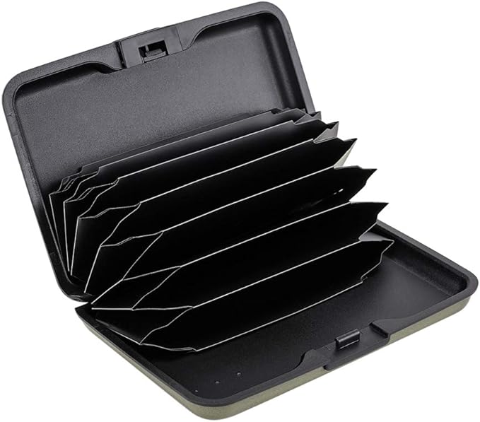 ELFISH RFID Blocking Credit Card Protector Aluminum ID Case Hard Shell Business Card Holders Metal Wallet for Men or Women (Army green)