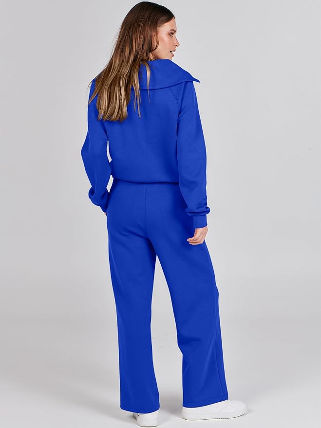 ANRABESS Women 2 Piece Outfits 2025 Fall Fashion Airport Wide Leg Pants Lounge Set Leisure Travel Vacation Clothes Sweatsuits
