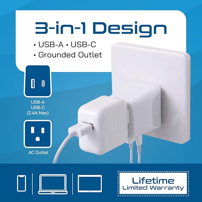 Ceptics Japan, Philippines Travel Adapter Plug with Dual USB - Usa Input - Type A - Ultra Compact (CTU-6) - Perfect for Cell Phones, Laptops, Camera Chargers