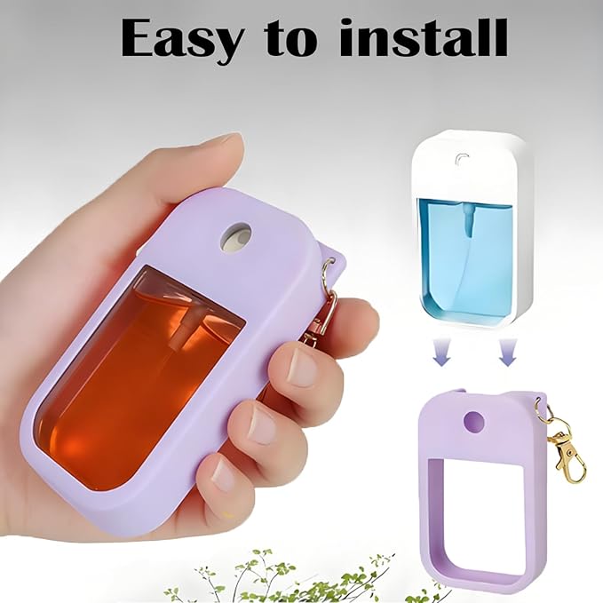 Hand Sanitizer Spray Case for Touchland,Silicone Touchland Case Keychain Hand Sanitizer Spray Holder Compatible with Touchland Power Mist and Glow Mist 1 FL Oz/30ml-Purple