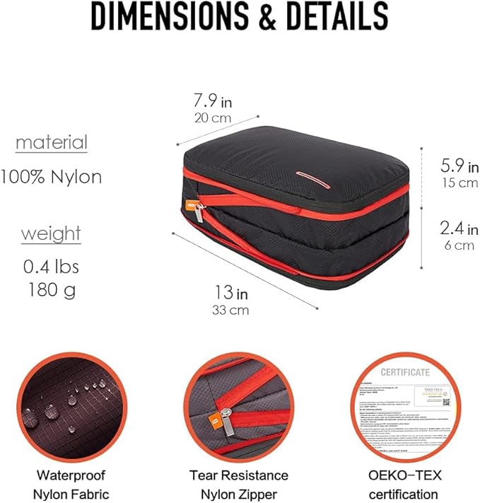 Bee Nesting BeeNesting Waterproof Compression Packing Cubes 5/6/8 sets, Large Travel Packing organizers for Carry on Luggage, 2 Sides Expandable Storage Bags