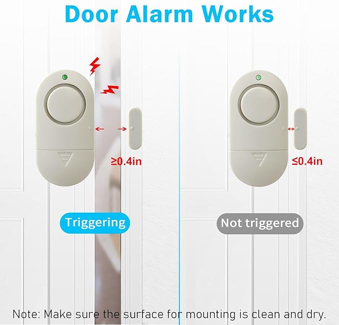 Door Window Alarm, 120DB Window Alarms for Home Security, Door Chime for Store Home, 10 Pack Light Gray