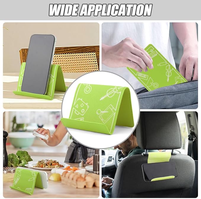 Airplane Phone Holder, Flexible Tablet Holder Plane Travel Essentials, Flex Flap Phone Stand for Flying Desk Treadmill Hotel Smartphone Mobile Devices (Green)
