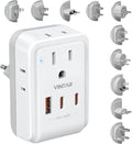 Universal Travel Adapter Kit, VINTAR PD 35W International Power Adapter with 4 AC and 3 USB Ports(2 USB-C), Type A,B,C,D,E/F,G,H,I,L,M Detachable Attachments, Travel Adapter Worldwide for EU/UK/Africa