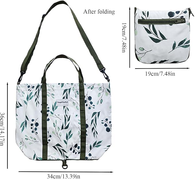 Foldable Travel Tote Bag, Water-Resistant Tote Bag with 3 External Mesh Pockets for Travel, Daily Use, Outdoor