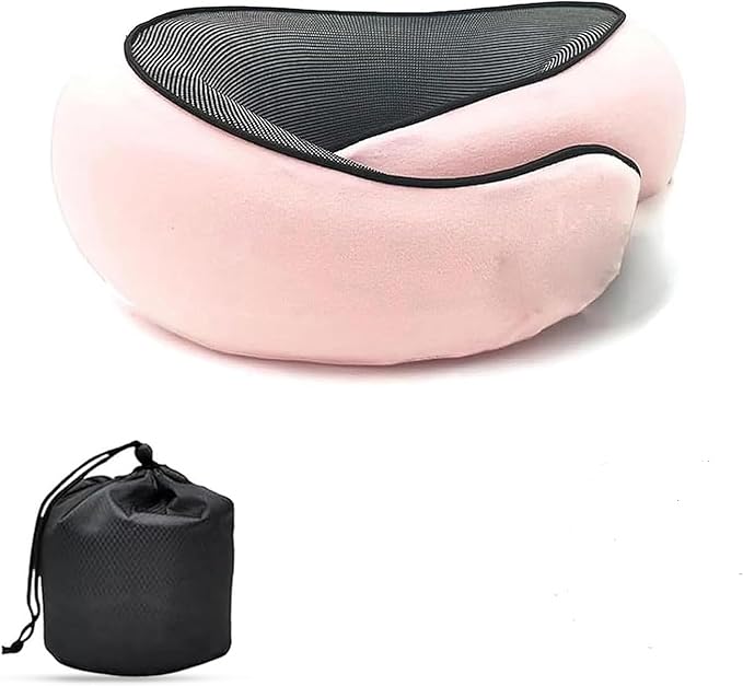 Travel Neck Pillows for Airplanes 2026 New Travel Pillow Neck Travel Pillow Memory Foam Airplane Pillow for Offices and Cars(Pink)
