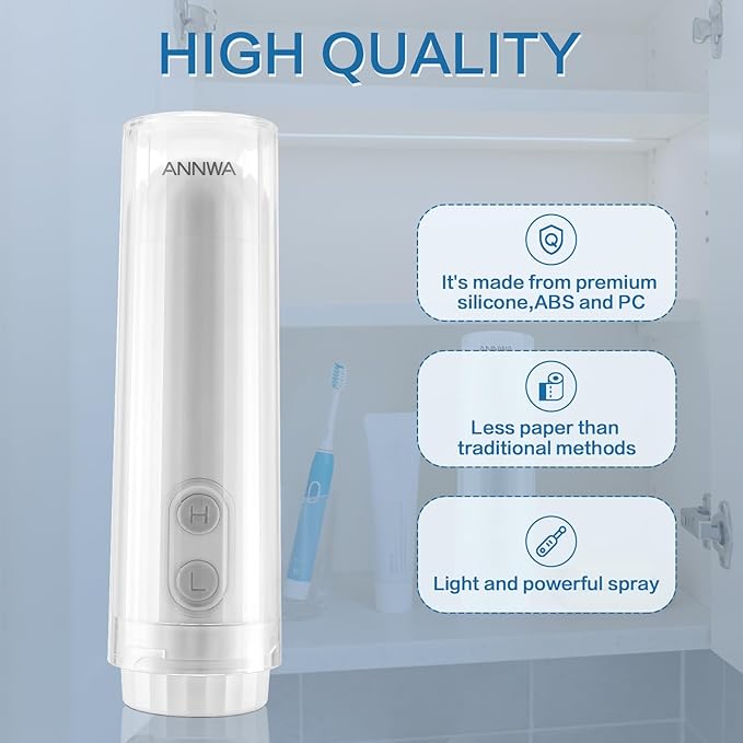 Travel Portable Bidet Sprayer 140mL Nozzle 180° Adjustment IPX6 Handheld Bidet for Personal Hygiene Cleaning, Baby Wash, Postnatal Care, Perineal & Hemorrhoid Treatment(NHJ002E)