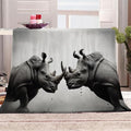 Rhinoceros Blanket Twin Size, African Animal Fleece Blanket for Couch Bed Sofa, Wild Animals Blankets and Throws, Dimgray Super Soft Cozy Plush Flannel Blanket 60x80, Decor & Gift