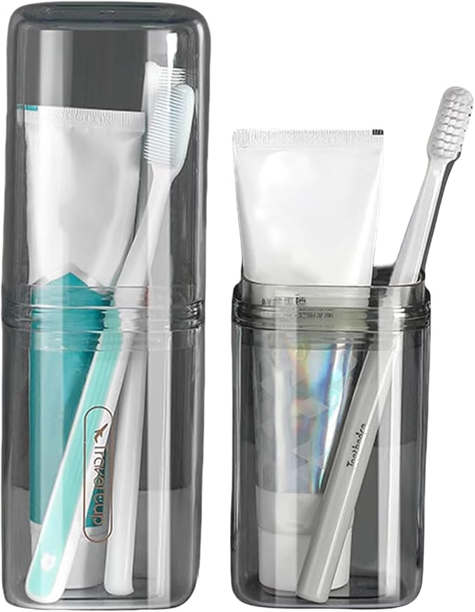 Toothbrush Cup Toothbrush Travel Case, Travel Toothbrush Holder Case with Cover Portable Multifunctional Toothbrush Cover, Suitable for Travel Business Camping Bathroom School or Daily Uses