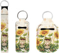 Suobstales 3Pcs Travel Bottles Keychain Holder Set,Travel Bottle Sleeves+Neoprene Chapstick Holders+Lanyard Keychain