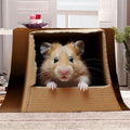 Hamster Throw Blanket, Fleece Blanket for Couch Bed Sofa, Brown Mouse Blankets and Throws, 3D Cute Animal Super Soft Cozy Plush Flannel Blanket, 30 x 40 in, Kawaii Pet