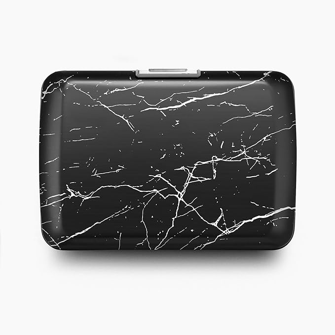 ÖGON -DESIGNS- Aluminum card holder with metal lock, RFID protection against fraud and demagnetization, compact wallet, Smart Case OSLO model