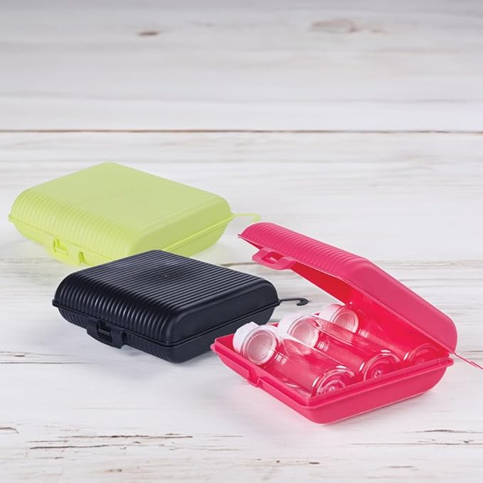 Travel Bottles Kit, Refillable & Leakproof, Toiletries Set with Large Toothbrush Case, Soap Holder and 3 Travel Size Containers 3oz each for Shampoo, Conditioner and Lotion, TSA Approved (Pink)