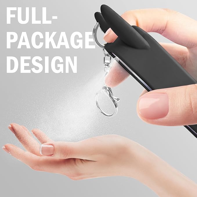 Silicone Case Compatible with TOUCHLAND 30ml/1oz Hand Sanitizer Spray, Vibrant Colors, Cute Style (Black)
