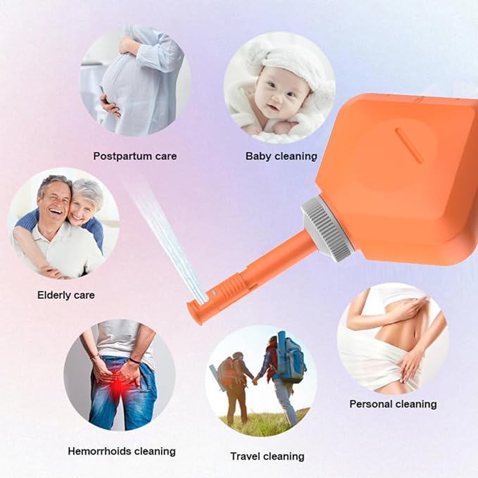 Portable Bidet for Toilet or Travel 2 of Pack.Handheld Bidet for Postpartum Perineal Care,Hemorrhoid Treatment,and Baby,Elderly,Sprayer,Bio, Personal bidets (Pink+Orange Bidet)