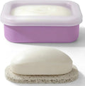 AIMAIAIMAI Enhanced Leak Proof Travel Soap Container, Compact Silicone Travel Soap Holder with Drainage Pad, Great for Camping, Gym and Business Trip (Purple)