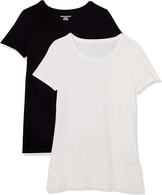 Amazon Essentials Women's Regular-Fit Short-Sleeve T-Shirt (Crewneck and V-Neck Options), Multipacks