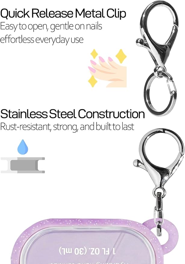 Silicone Bow Case Compatible with Touchland Hand Sanitizer Spray 1 oz (30 mL), Cute Holder with Keychain Clip, Gift for Girls