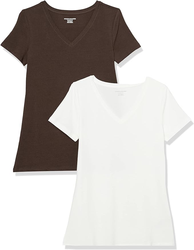 Amazon Essentials Women's Regular-Fit Short-Sleeve T-Shirt (Crewneck and V-Neck Options), Multipacks