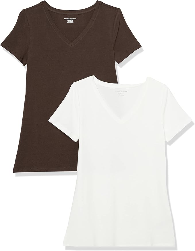 Amazon Essentials Women's Regular-Fit Short-Sleeve T-Shirt (Crewneck and V-Neck Options), Multipacks