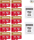 【5-Years Data Recovery】 GIGASTONE 64GB Micro SD Card 10-Pack, 4K Camera Pro, for GoPro, Security Camera, Wyze, DJI, Drone, Dash Cam, R/W up to 95/35MB/s MicroSDXC Memory Card UHS-I U3 A2 V30
