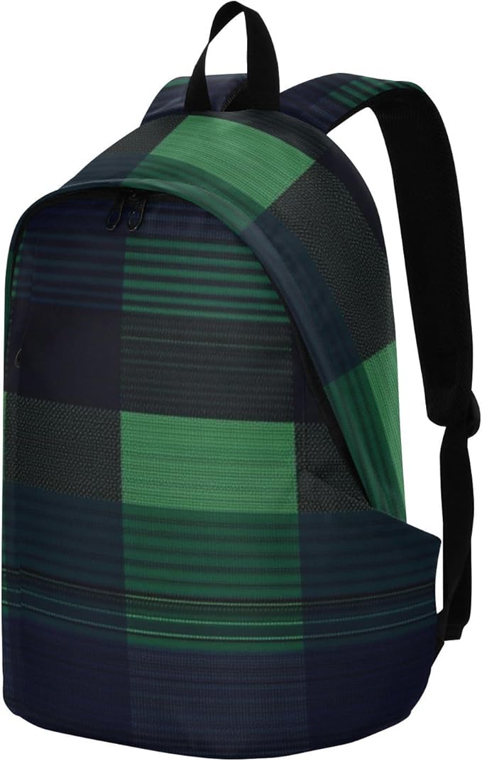 Anti Theft Backpack Laptop Bag Laptop Bag 15.6 Inch for Women & Men Outing Work Family TravelBuffalo Plaid Check Navy Blue Green