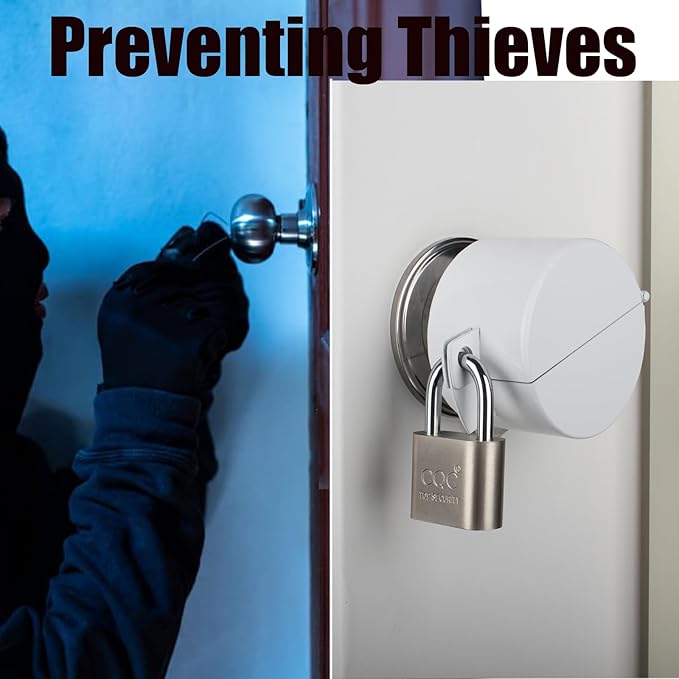 Door Knob Lockout Device with Padlock,Cover to Disable Doorknob,Prevents Turning of Door Knob and Access to Keyhole,Prevents Operating The Knob,White