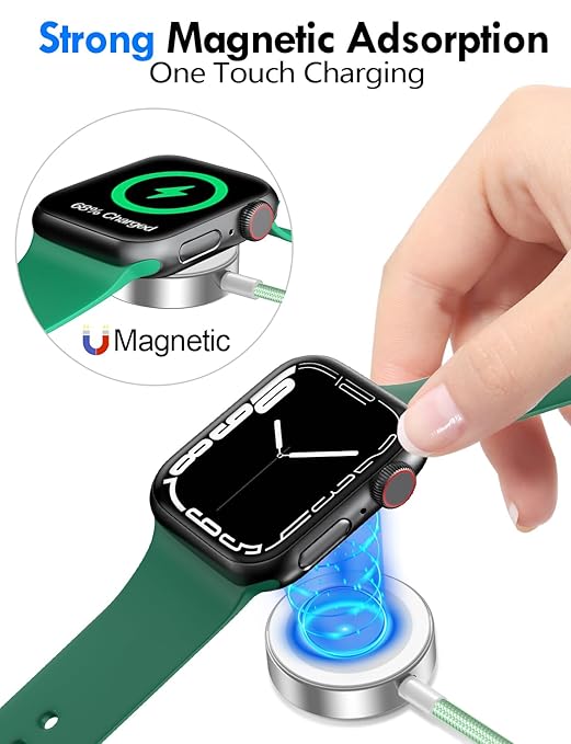 Travel Essentials for Apple Watch Charger,iPhone Charger,3 in 2 Type C/L/Magnetic Fast Charging Cable,Multi Charging Cable Portable Designed for iWatch Series,iPhone 17-11,Galaxy S26-S21,Car-4FT