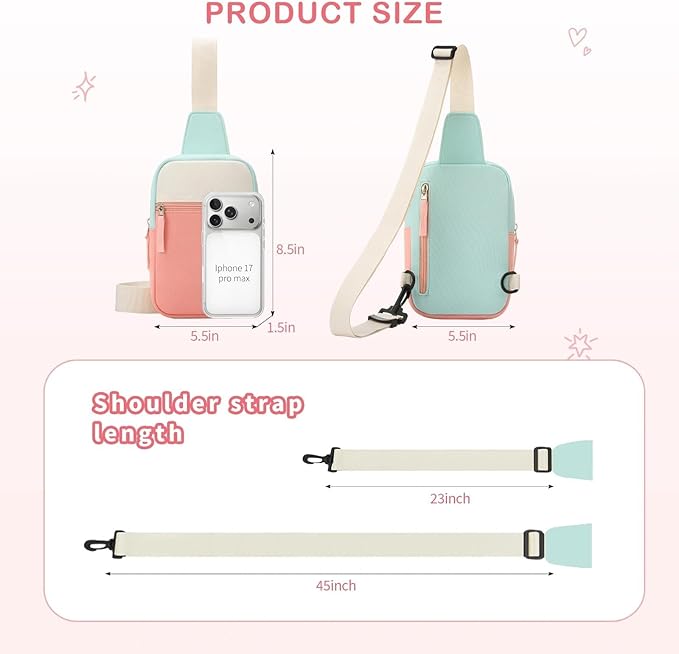 Graduation Mothers Day Gifts for Daughter Teen Girl Her, Fanny Pack Birthday Gifts for 8 9 10 11 12 Year Old Girls, Preppy Crossbody Bag, Adjustable Sling Bag Purse Trendy Stuff Kids Travel Essential
