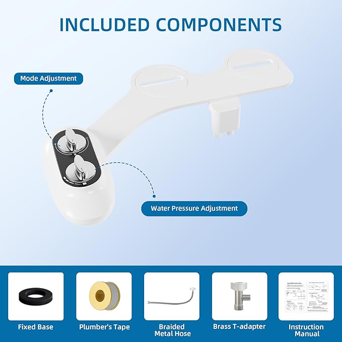 Ultra-Slim 3-in-1 Bidet Attachment for Toilet, Self-Cleaning Dual Nozzles for Posterior & Feminine Wash, Adjustable Water Pressure, Easy Install (Black)