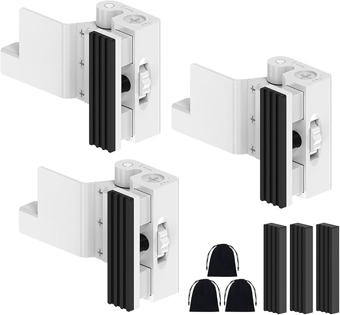 Upgraded Portable Security Door Reinforcement Lock - No Drilling Flip Lock Latch Prevents Unauthorized Entry Fits Inward-Opening Doors, Apartment, Hotel, Travel (White-3 Pcs)