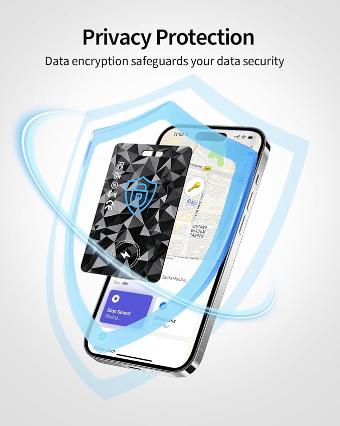 Bluetooth Tracker Card for Apple Find My (iOS Only), Rechargeable iPhone Smart Wallet Tracker Card, IP68 Item Finder Worldwide Tracking for Bags, Passport [Apple MFi Certified]