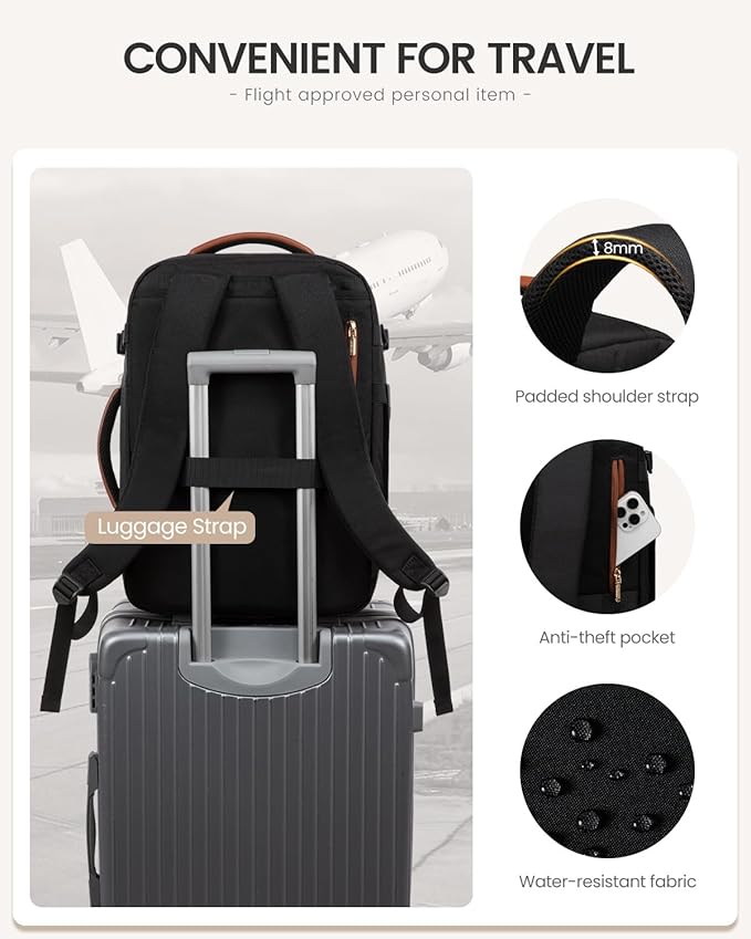 LOVEVOOK 56L Travel Backpack for Women Men, Medium Checked Backpack for Airplanes TSA Personal Item Travel Bag fits 18" Laptop, Waterproof Weekender Essentials Airline Approved with 2 Packing Cubes