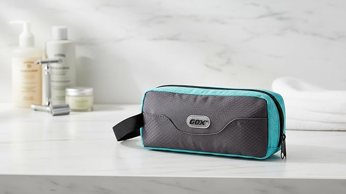 GOX Small Travel Toiletry Bag, Dopp Kit Case For Men, Multifunction Organizer Pouch (Grey/Sky Blue)