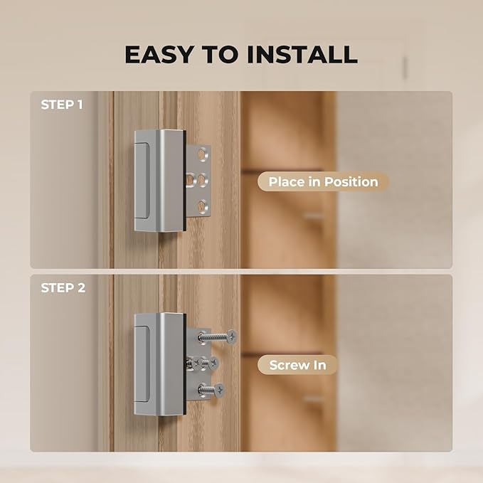 3 Pack Home Security Door Reinforcement Lock, Childproof Safety Door Lock Latch Stopper, Removable Screw-Mounted, Prevent Home Unauthorized Entry, Aluminum Construction, Withstands 800 lbs