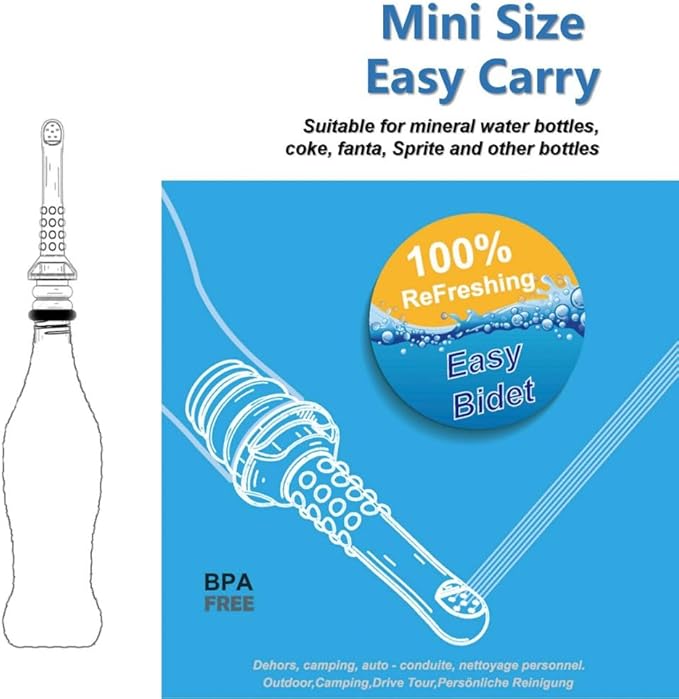 2PCS Backpacking Bidet - Portable Bidet for Toilet - Travel Bidets , Universal Shower Pipe for Traviling, Compatible with Every Bottle. Discreet,Ecological,Mini, Elderly,Sprayer (2pcs-Pocket Bidet)