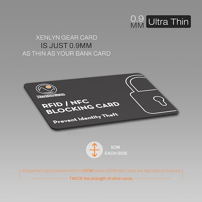 RFID Blocking Card with Advanced Signal Blocking Technology - Contactless Card Protector with Build-In Chip for NFC Blocking- Slim Design Fits Simply into Your Wallets & Purses - 2 PACK