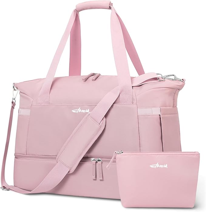 ETRONIK Gym Bag for Women, 45L Carry On Travel Duffel Bag with Shoes Compartment, Weekender Overnight Bag with Wet Pocket for Women, Travel, Gym, Weekend, Large Size