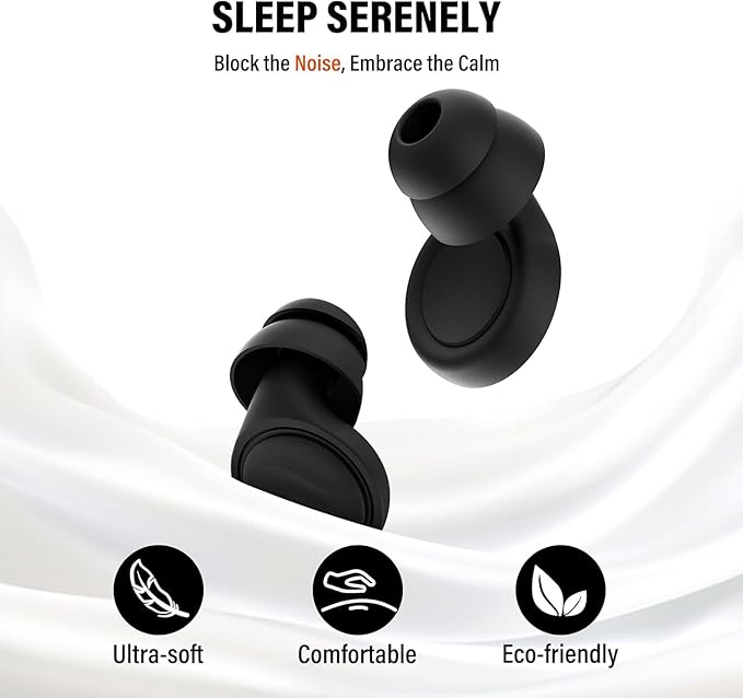 Ear Plugs for Sleeping Noise Cancelling - 35dB Reusable Ear Plugs with 7 Eartips and Carry Case - Flexible Hearing Protection - Replaceable Single/Double Eartips for Sleep, Focus, Travel, Work