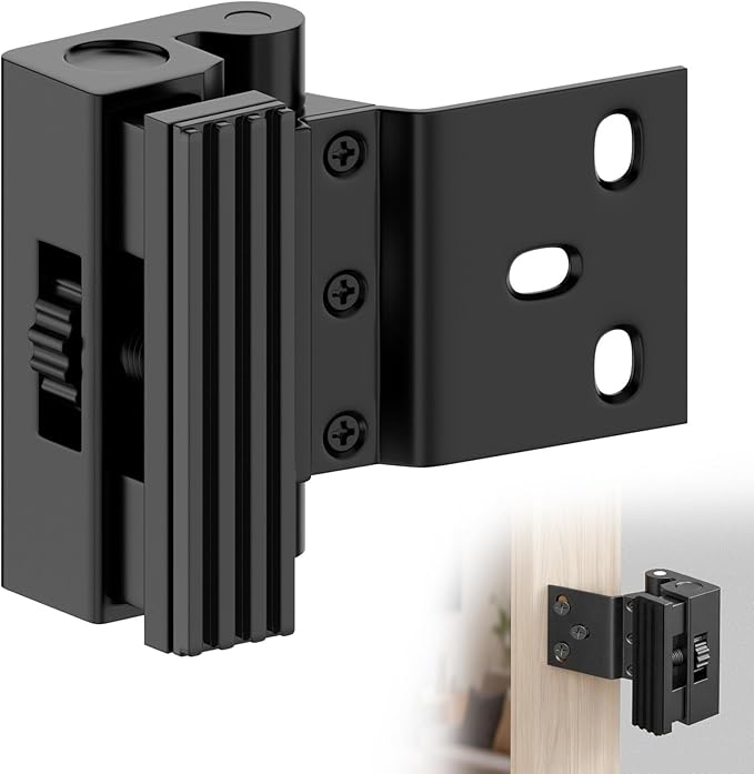 Portable Door Lock, Door Reinforcement Lock, Portable Door Lock for Travel - No Drilling, Interior Doors for Apartments, Hotels, bedrooms (1, Black（Drilling）)