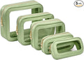 5PCS Diaper Bag Organizer Pouch Set, Clear Organizer Bags, TSA Approved Toiletry Bag, Clear Waterproof Cosmetic Bags with Zipper, Purse Organizer Pouches,Travel Organizer Bags for Woman and Kids Green