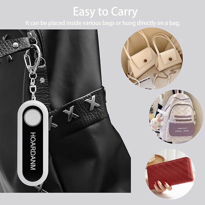 Personal Alarm for Women, Girls Simple Personal Safety Alarm, Extra LED Strobe Light, Safety Self Defense Keychain, Loud Horns & Siren (White).
