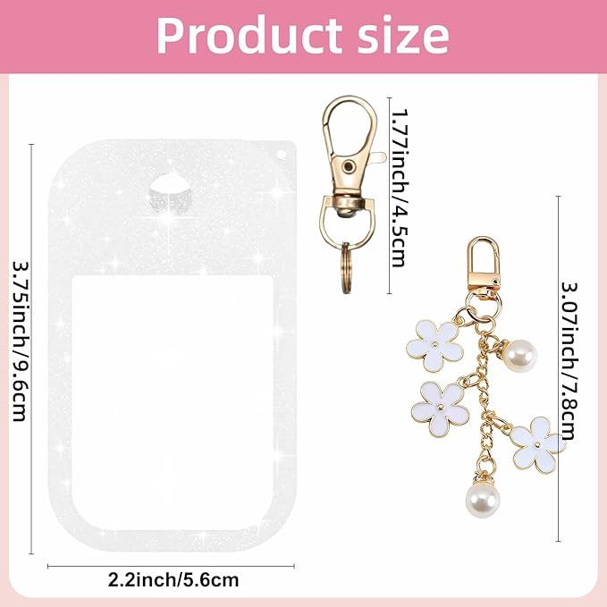 Silicone Case Compatible with Touchland Hand Sanitizer Spray Mist 1 oz with Flower keychain