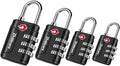 4 Pack TSA Approved Luggage Locks, Combination Travel Padlock, 3-Digit Waterproof Lock, TSA Accepted Outdoor Keyless Resettable Lock for Lockers, Bags, Backpack, Gym, Gate-Black