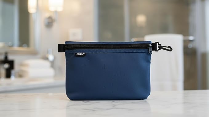 GOX Travel Toiletry Bag Carry On Zipper Pouch Cosmetic Kit Makeup Digital Bag Water Resistant Nylon（navy …