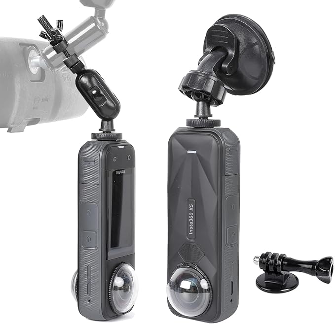 PellKing Rear View Mirror Holder Suction Cup Kit for Insta360 X5/X4/X3/X2/X,360 Rotation Ball Head Rear View Holder Suction Cup Mount Kit Compatible with Insta360 X5/X4/X3,GoPro 13,12,etc Series