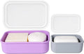 2PC Portable Leakproof Travel Soap Case, Silicone Travel Soap Case, Compact Soap Holder with Drainage Layer, Travel Soap Holder for Camping, Gym, Outdoor Purple&Gray